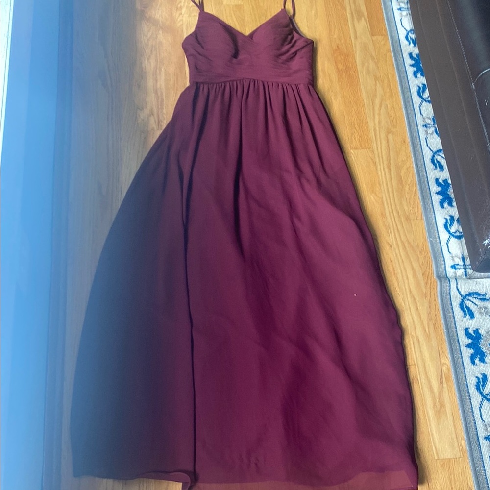 Burgundy Spaghetti Strap Maxi Sundress for Weddings